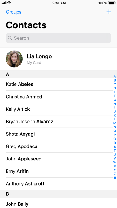 Contacts screenshot