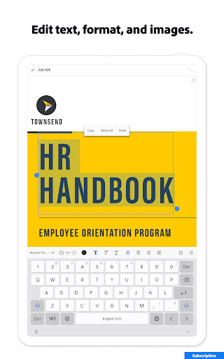 Adobe Acrobat Reader: Edit PDF screenshot