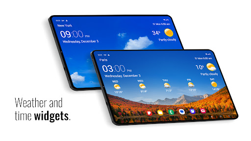 Transparent clock and weather screenshot