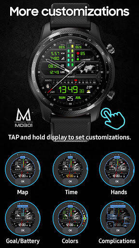 MD301 Hybrid watch face screenshot