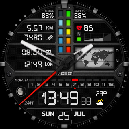 MD301 Hybrid watch face screenshot