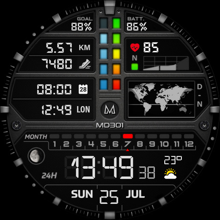 MD301 Hybrid watch face screenshot