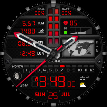 MD301 Hybrid watch face screenshot