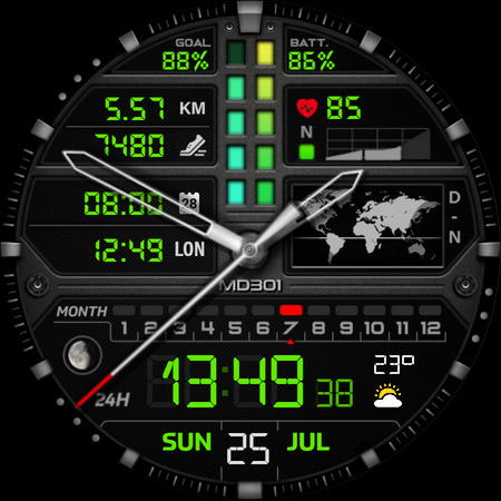 MD301 Hybrid watch face screenshot
