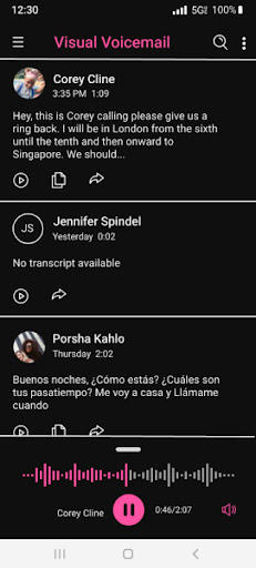 Visual Voicemail screenshot