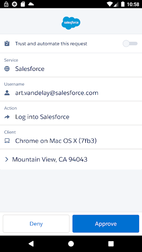 Salesforce Authenticator screenshot