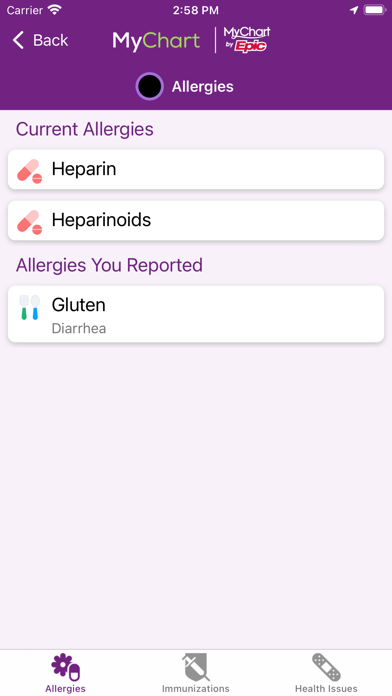 Trinity Health MyChart screenshot